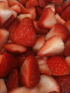 Cut up strawberries